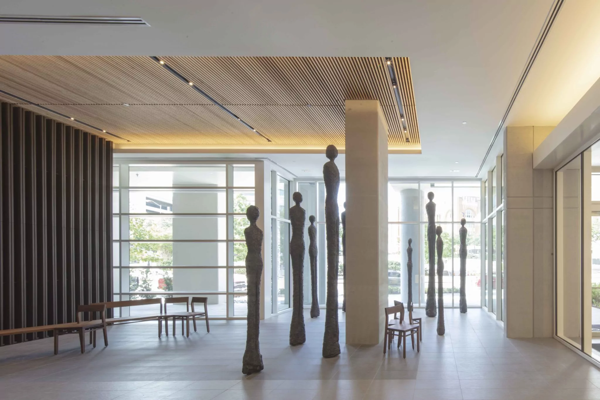 A sculpture at the lobby area